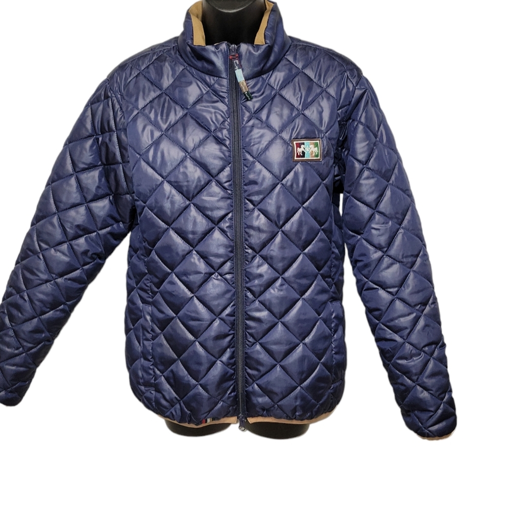 🐴 Women's Equine Couture Navy Blue Quilted Coat Size Med Like New Condition